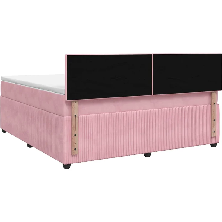 vidaXL Boxspringbett mit Matratze mit Kopfteil Rosa 140 x 190 cm Samt 3451672 – Bild 8