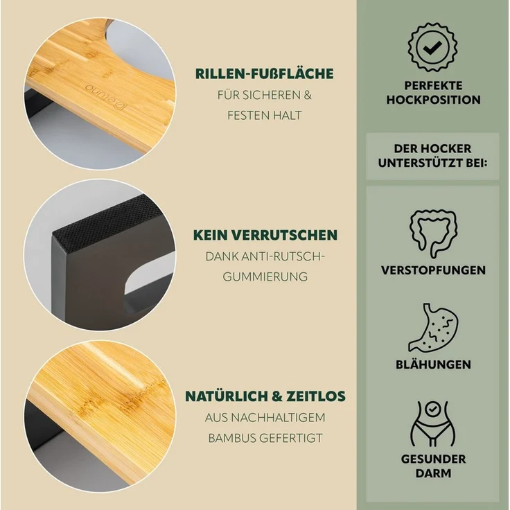 eluno Fußhocker Toilettenhocker, aus Bambus, platzsparend zusammenklappbar – Bild 3
