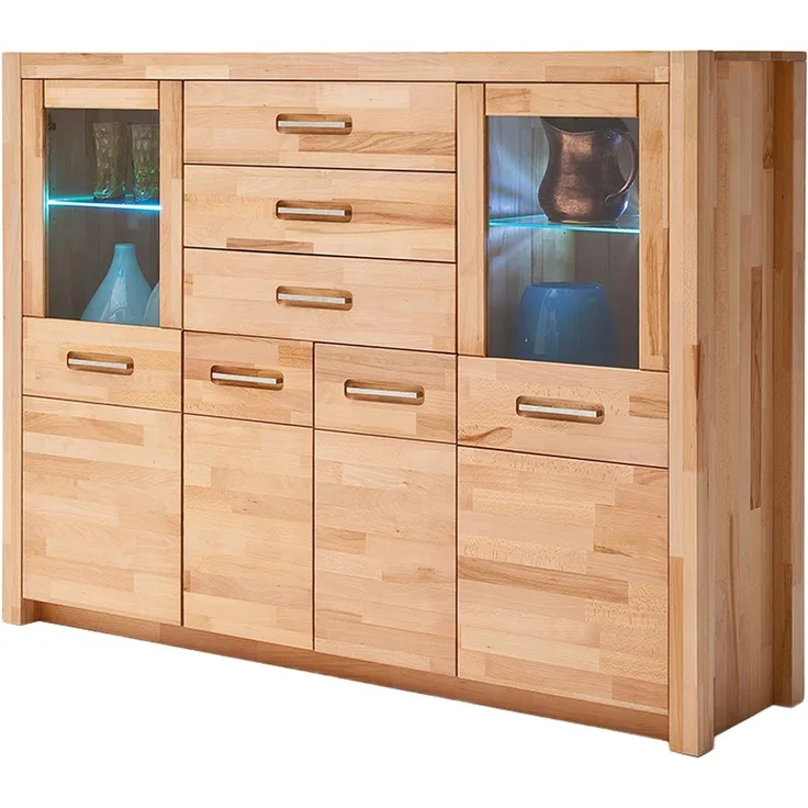 Highboard >Leduc< in Kernbuche aus Metall - 163x122x40cm (BxHxT)