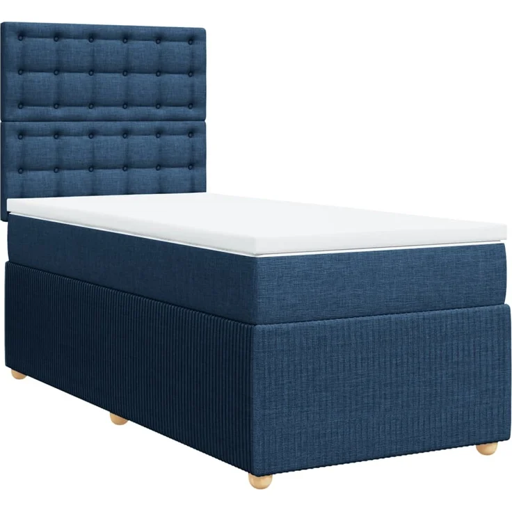 vidaXL Boxspringbett mit Matratze Blau 90x200 cm Stoff 3294259 – Bild 3