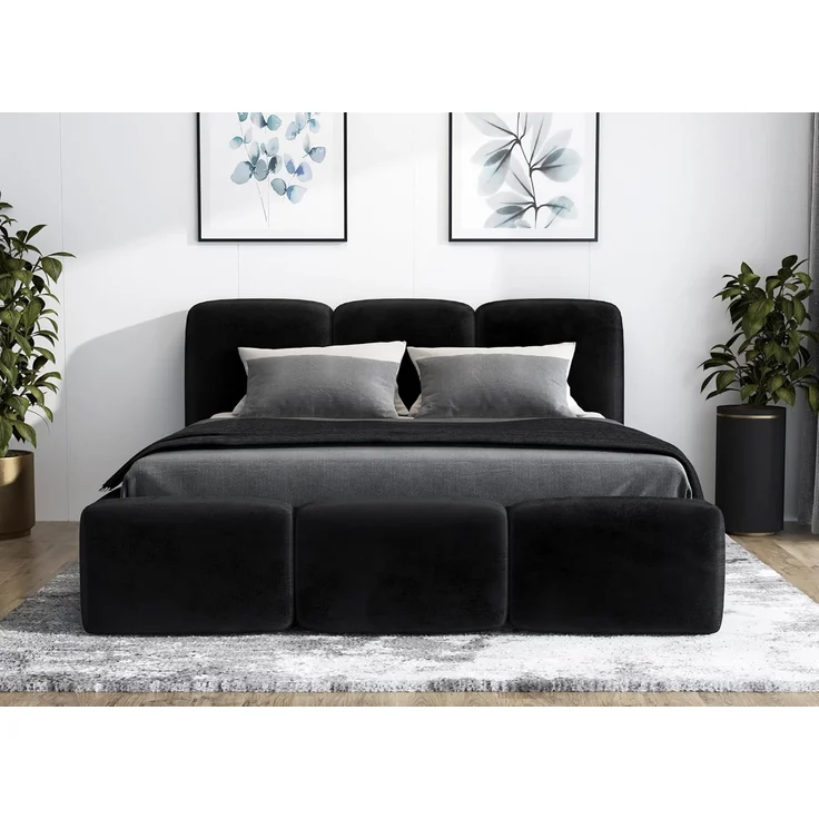 Polsterbett STAR 120x200 ohne Matratze mit Bettkasten und Lattenrost. Farbe: Schwarz 20 – Bild 2