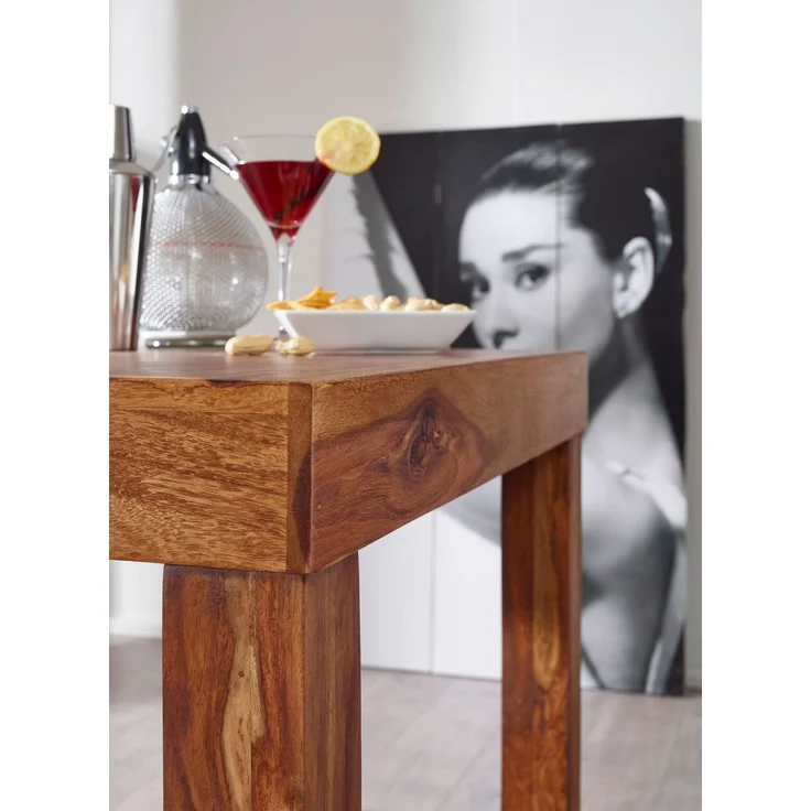 Wohnling Bartisch MUMBAI Sheesham Massivholz 80x80x110cm Landhausstil dunkelbraun quadratisch Braun – Bild 12