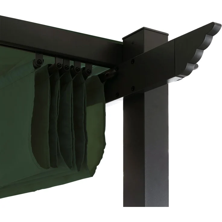 Mendler 'HWC-N93' Pergola, stabiles 8cm-Gestell mit Schiebedach UV50+ 3x3 m, Aluminium, Grün – Bild 5