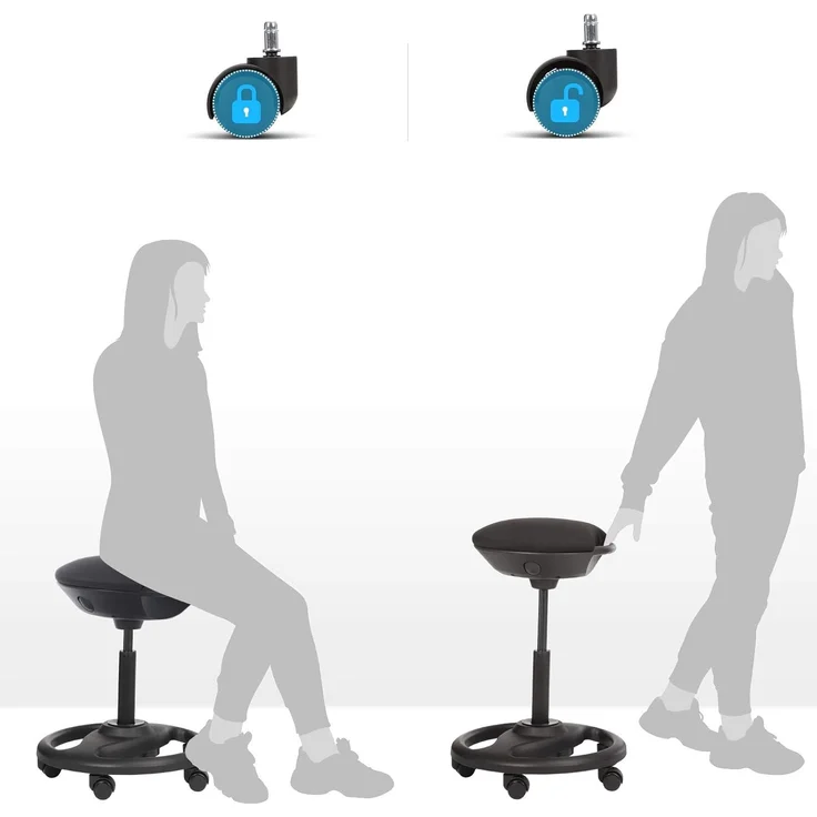 Songmics Bürohocker ergonomisch auf Rollen, höhenverstellbar, schwarz, 50x55-73 cm – Bild 8