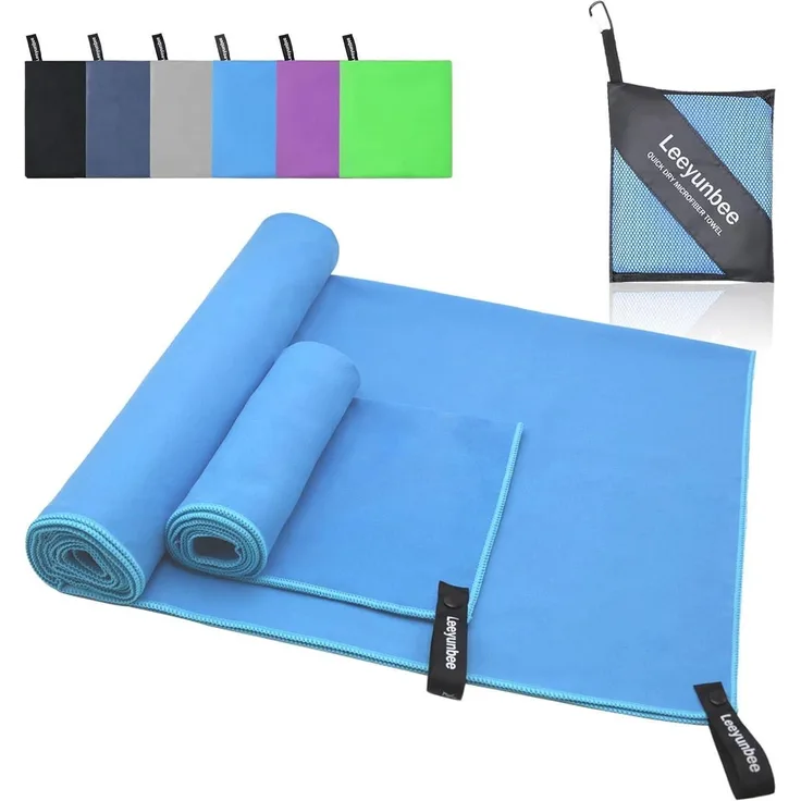 Mikrofaser Handtuch Set Badetuch Groß Klein 160x80cm 80x40cm Blau