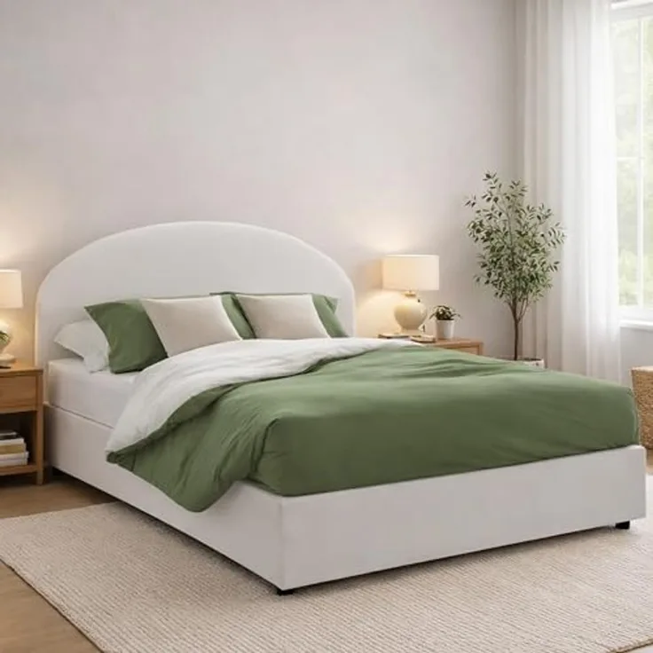 Talamo Italia - Doppelbett Sofia, Bettkasten mit Kunstlederbezug, 100 % Made in Italy, Öffnung vorne, inklusive Matratze 160x200 cm, Weiß