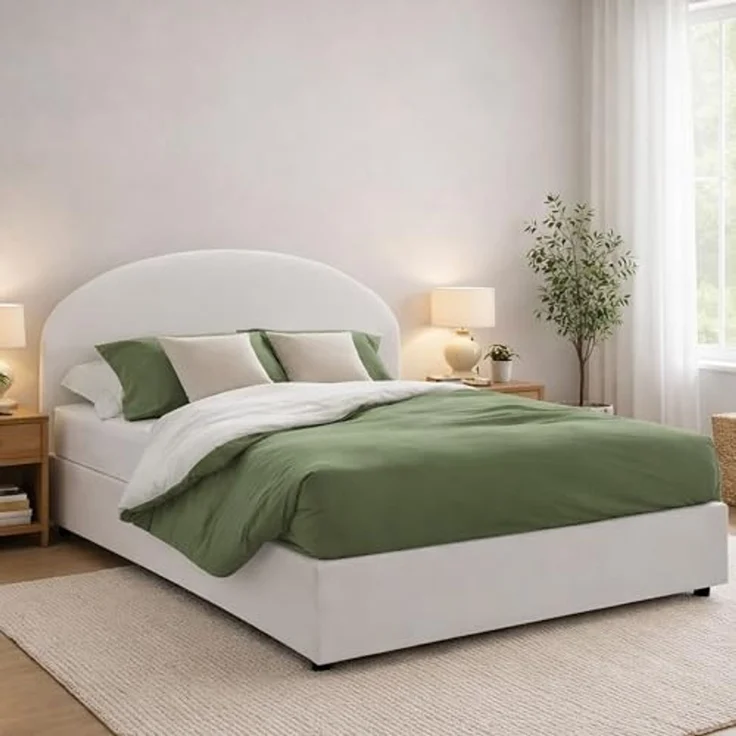 Talamo Italia - Doppelbett Sofia, Bettkasten mit Kunstlederbezug, 100 % Made in Italy, Öffnung vorne, inklusive Matratze 160x200 cm, Weiß – Bild 1