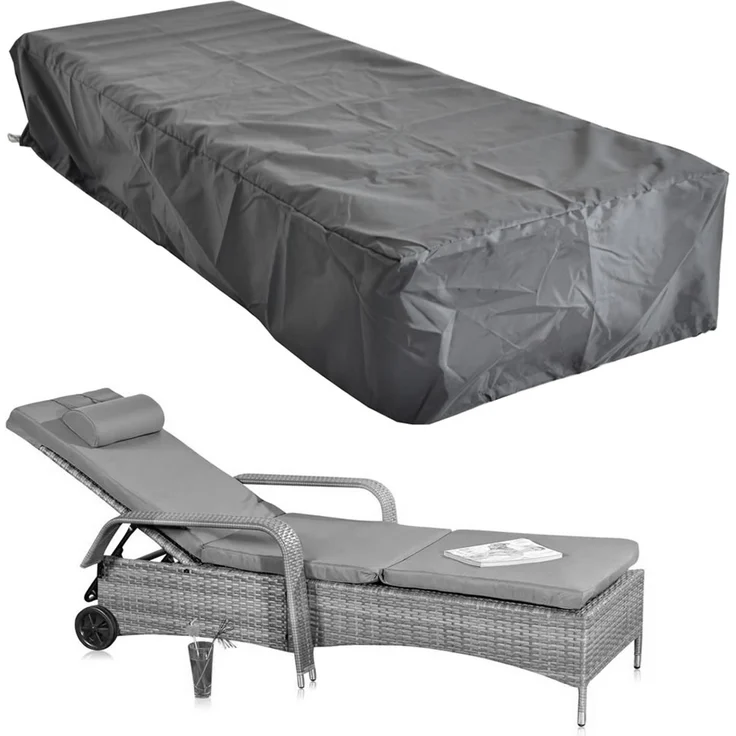 Schutzhülle 220x78x60 Schwarz Gartenmöbel Rattan Abdeckung Plane Haube Wetter – Bild 6