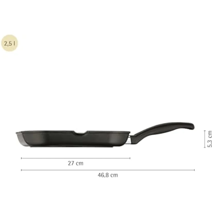 WMF Grillpfanne 27x27 cm mit Ausguss, Aluminium beschichtet, Steakpfanne ideal zum knusprigen Braten, eckige Pfanne, Kunststoffgriff – Bild 4