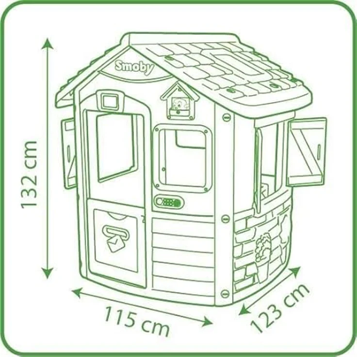 Smoby 'Neo Jura Lodge' Spielhaus, ab 2 Jahren, 115,4 x 123,3 x 132 cm, mit Fenstern, Türen, Vogelhaus, erweiterbar – Bild 4