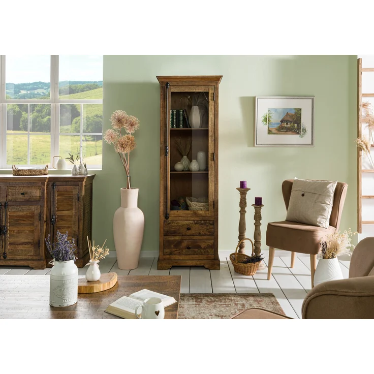 Vitrine Mango 65x45x190 dunkelbraun geölt RODEZ #151 – Bild 9