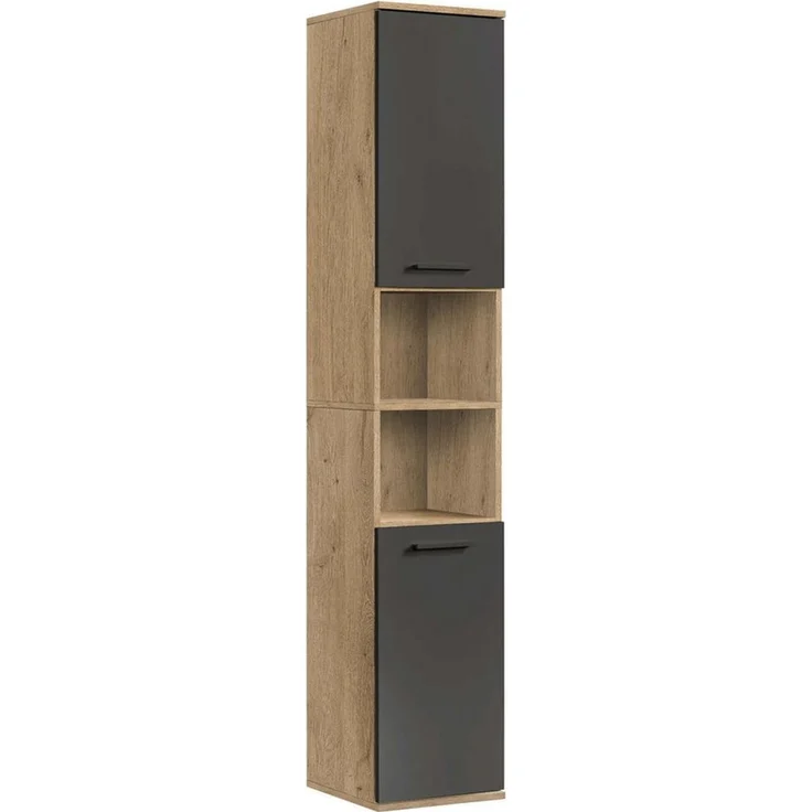 mokebo Hochschrank Der Kapitän (mit 5 Einlegeböden) hoher Badschrank oder Badezimmerschrank Eiche Schwarz – Bild 5