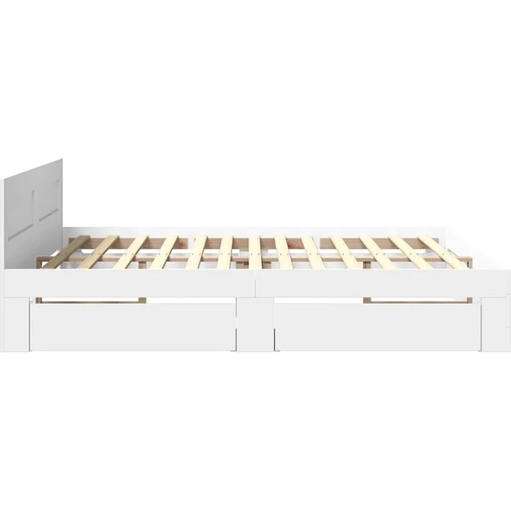 vidaXL Bettrahmen mit Schubladen Weiß 193 x 203 cm Holzwerkstoff 3402859 – Bild 7