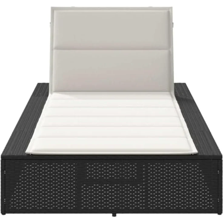 vidaXL Sonnenliege mit schwebender Auflage, Schwarz, Poly Rattan, verstellbare Rückenlehne, robustes Design – Bild 6