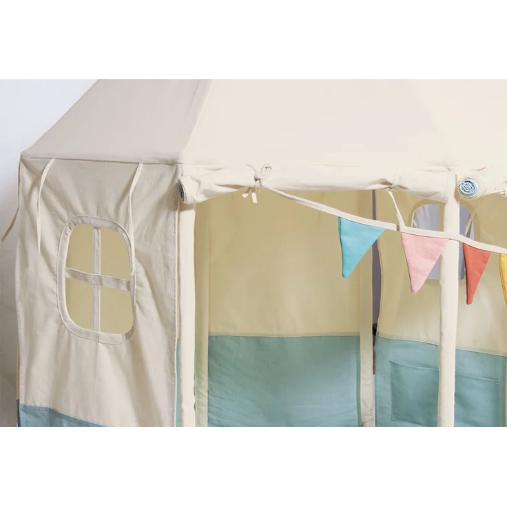 Pinolino 'Pavillon Yuma' Zelt, Baumwolle / Polyester, Blau / Beige, 124 x 124 x 142 cm – Bild 4