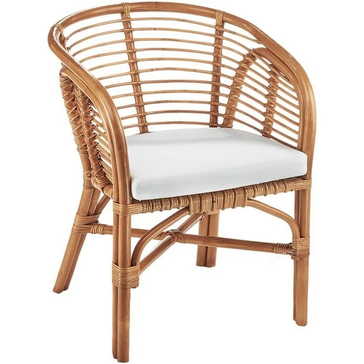 Kobolo 4-Fußstuhl Sessel UMBA Rattan - natur braun mit Armlehnen (aus Rattan, 1 St), 58 x 59 x 47/78 cm – Bild 4