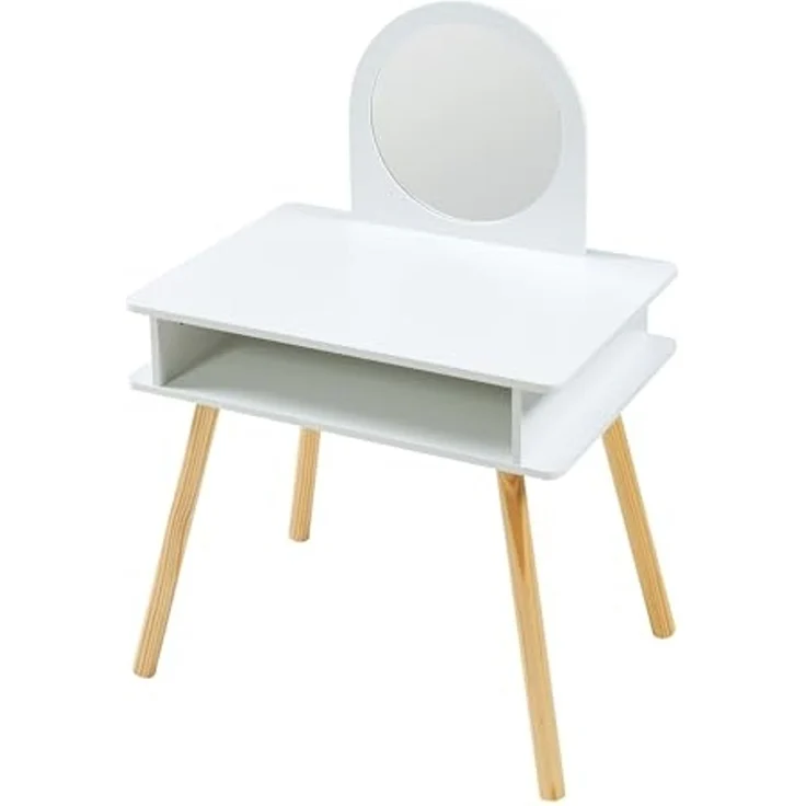 [en. casa] 'Ovanåker' Kinderschminktisch mit Hocker, Holz weiß / natur, 62 x 91,5 x 43,5 cm – Bild 6