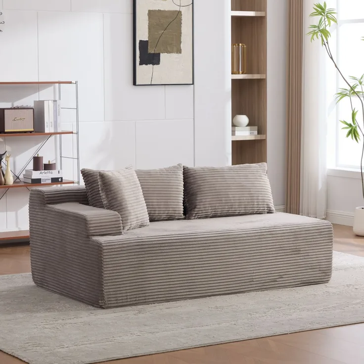 Modulares Kompressionssofa aus Chenille-Stoff, gefüllt mit 30D hochelastischem Schaumstoff, Leicht zu bewegen und mit rutschfestem Boden, ideal für Wohnzimmer und andere Räume. Gray--Grau2--34x33x109cm--YOUDENOVA