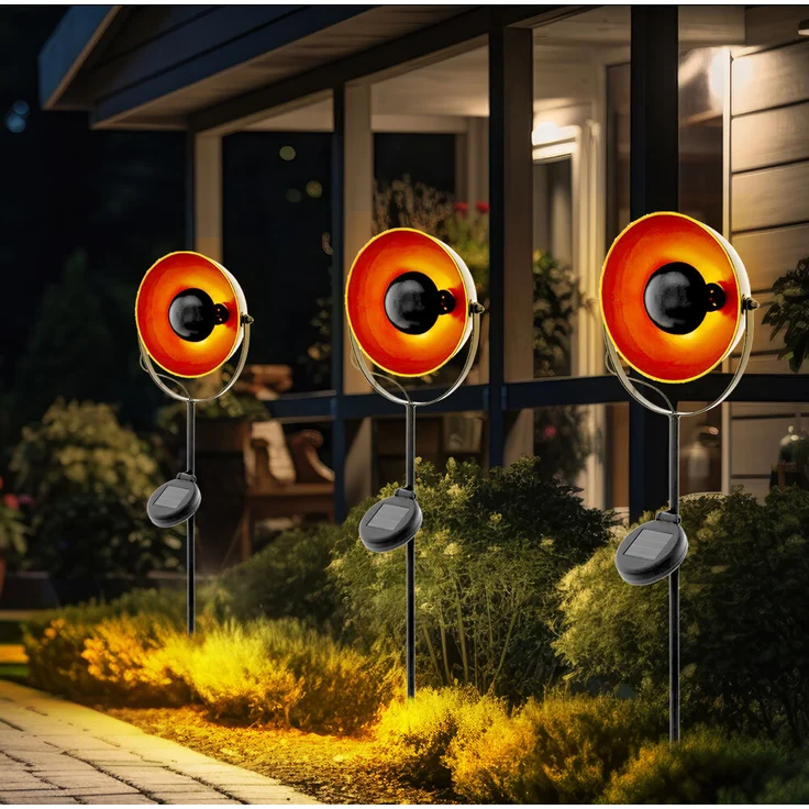 2er Set LED Solarleuchte, Erdspieß, Stahl, schwarz-orange, Höhe 61 cm – Bild 6
