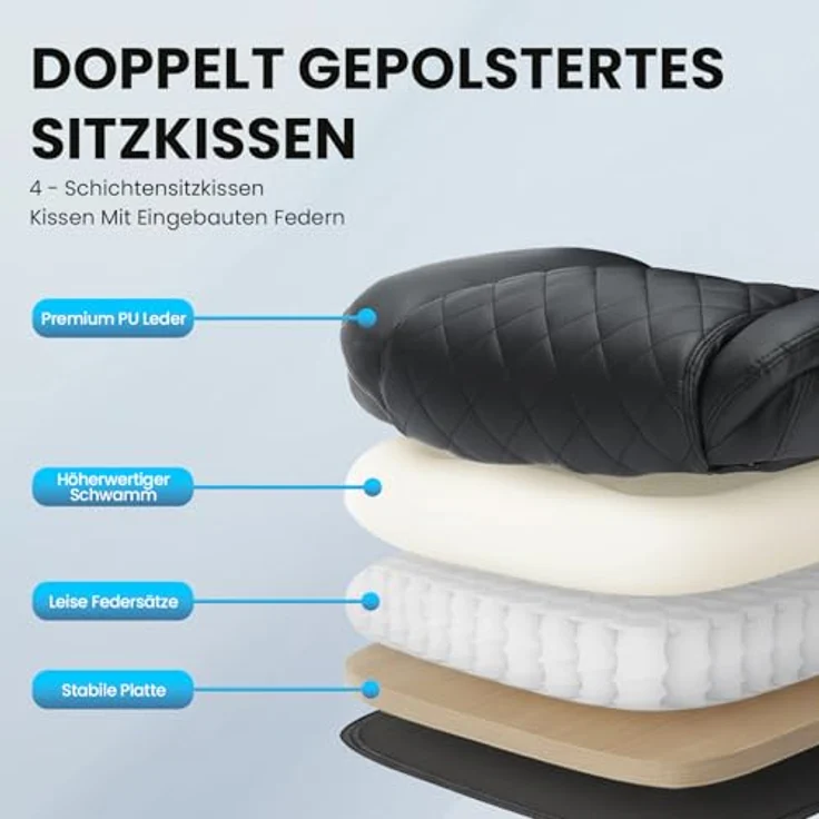 COLAMY Bürostuhl Ergonomisch mit Massagefunktion, Ergonomischer Schreibtischstuhl mit Heizfunktion, Chefsessel mit Fußstütze, 360° Drehstuhl, 94-125° Verstellbarer Rückenlehne, für Office, Schwarz – Bild 11