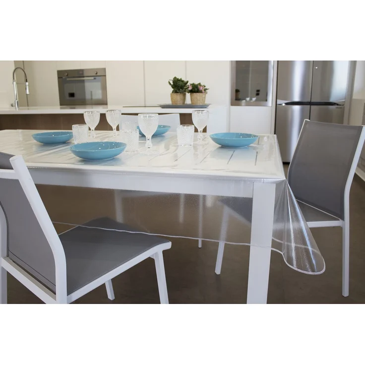 GEMITEX Transparente Tischdecke mit Glittereffekt, silberfarben, gewachst, hergestellt in Italien, 140x180 cm