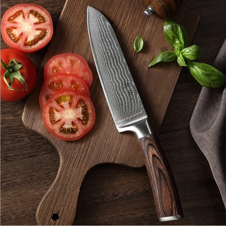 Wakoli Santokumesser EDIB Damast Santoku Messer I 17cm Klinge aus 67 Lagen Damaststahl I, VG10 Kern, 67 Lagen Damaststahl, Pakkaholzgriff, inkl. Geschenkbox – Bild 2