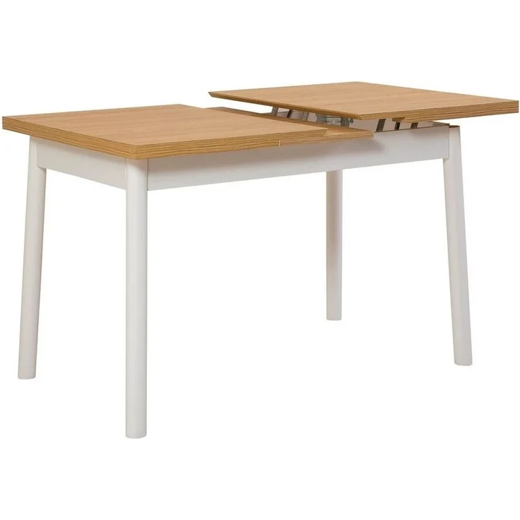 Calicosy Ausziehbarer Tisch von 120 bis 153 cm, Dekor Buche und Weiß - OLIVER - Weiß – Bild 4