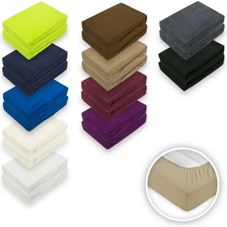 Doppelpack Frottee Spannbettlaken 60 - 70 x 140 cm Sand – Bild 5