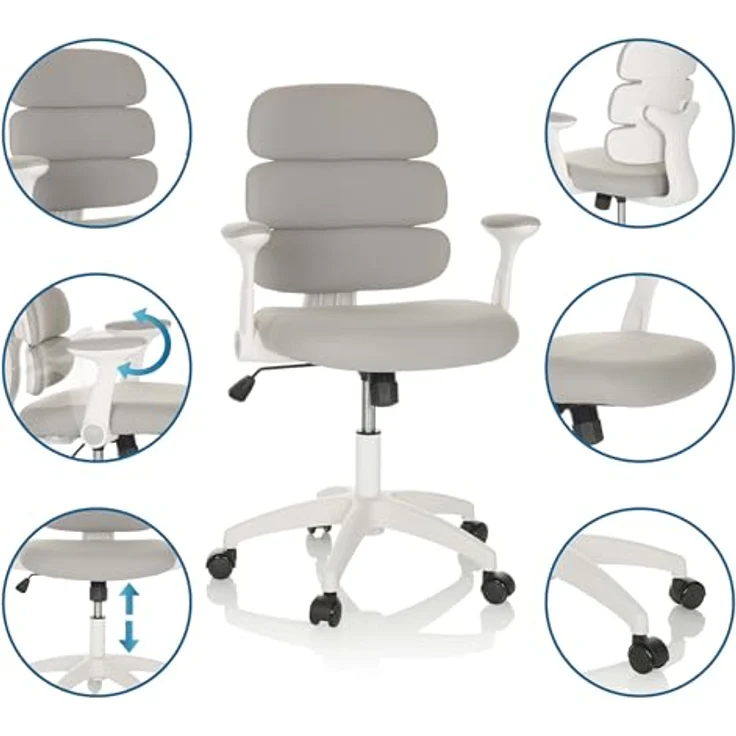 hjh OFFICE Kinderdrehstuhl Kid ERGOLINO W Kinderstuhl mit ergonomischer Rückenlehne, Grau, 736428 – Bild 6