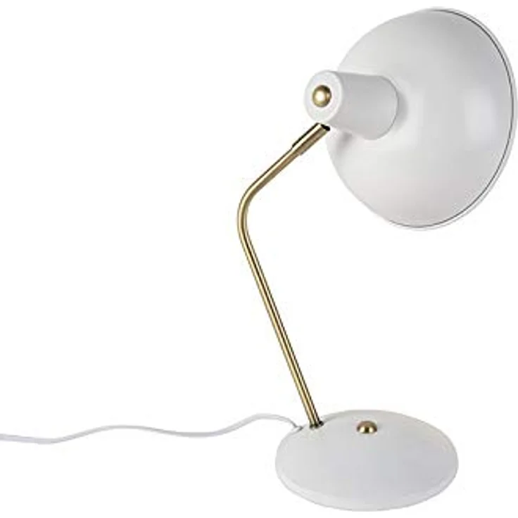 QAZQA Milou Retro-Tischleuchte, Weiß mit Bronze, 38 cm, dimmbar, E14, Metall, geeignet für Wohnzimmer und Schlafzimmer – Bild 9