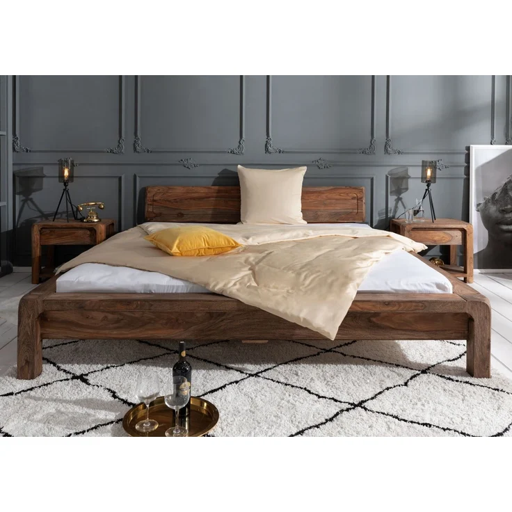 Bett Sheesham 160x200x80 grau geölt BUENO #012 – Bild 3