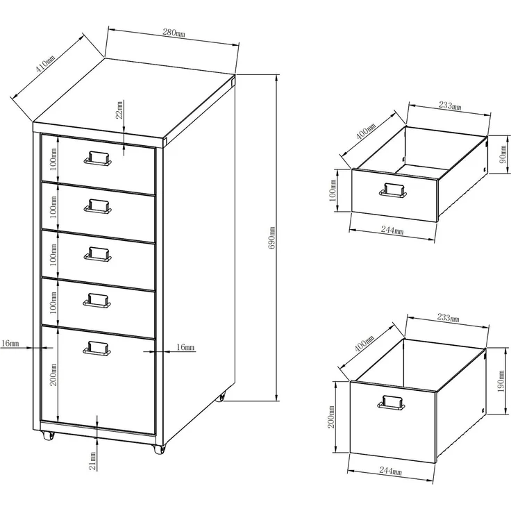 Rollcontainer Kökar mit 5 Schubladen 69x28x41 cm Rosa [en. casa] – Bild 3