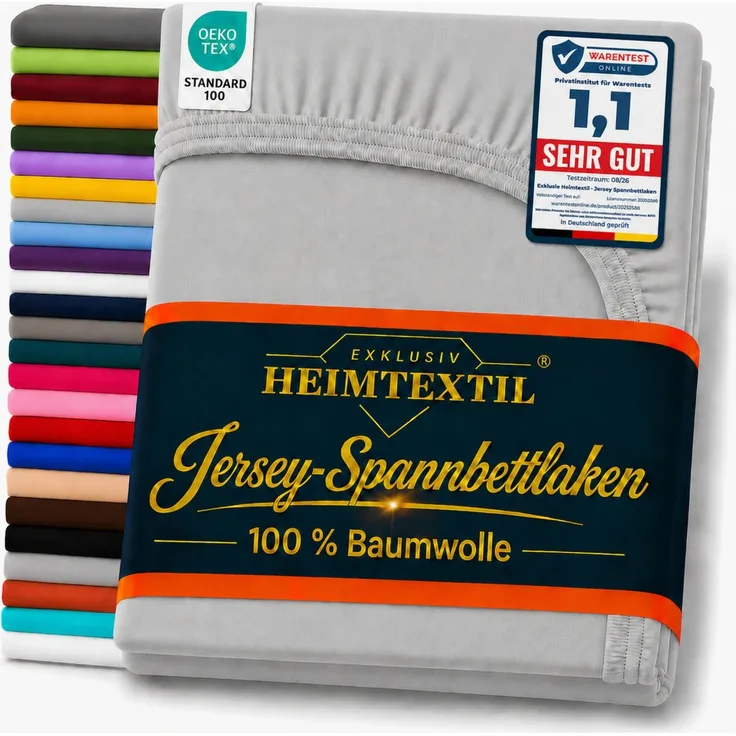 EXKLUSIV HEIMTEXTIL Marke Jersey Spannbettlaken 140-160x200 cm Grau