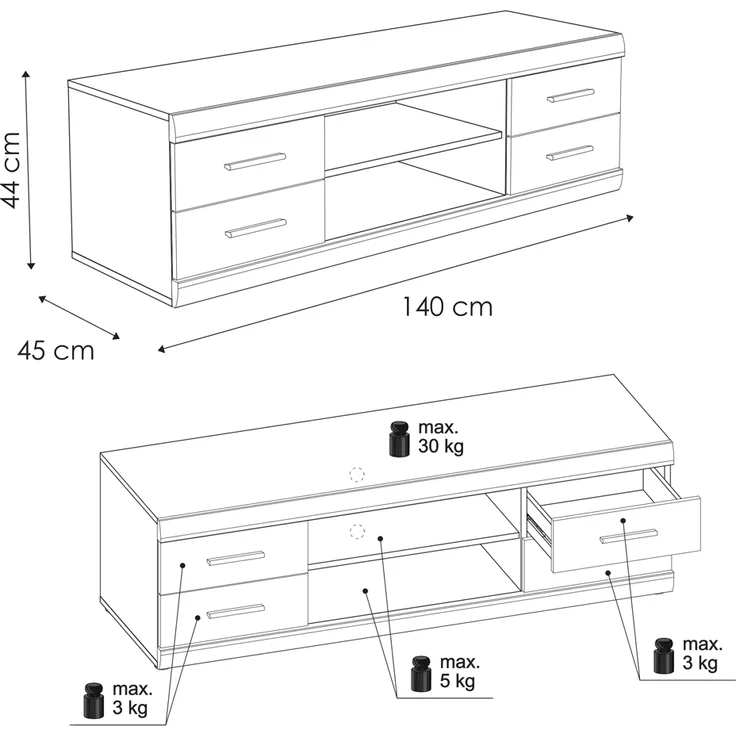 Lowboard und Sideboard Wohnzimmer Möbel Set Nussbaum IMPERIA-129 – Bild 9
