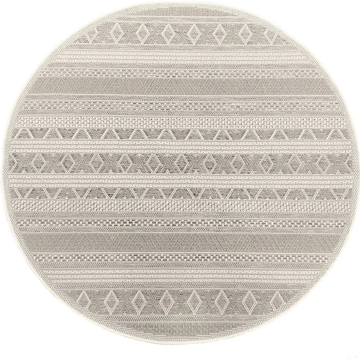 the carpet Calgary - robuster Teppich, Flachgewebe, modernes Design, ideal für Küche und Esszimmer, Vintage-Optik, Boho-Style, besonders flach, auch für den Außenbereich, Beige, 160x160 cm