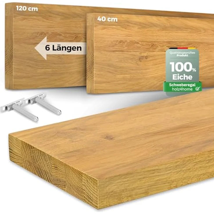 Wandregal / Regalbrett - Eiche natur - 40 x 22 x 4 cm – Bild 2