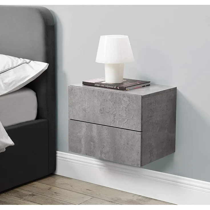 Nachttisch Amberg 40 x 29 x 30 cm Hängeschrank mit 2 Schubladen Betonoptik