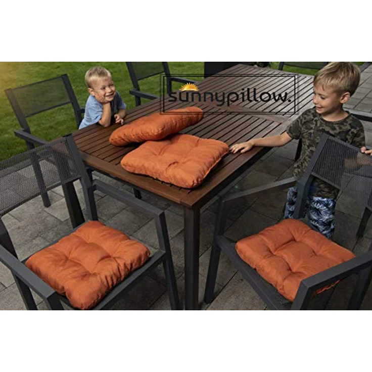 sunnypillow Stuhlkissen 4er Set Stuhlkissen 40x40 cm Bequeme 8cm, Polsterauflage Auflage für Stühle / Bänke – Bild 3