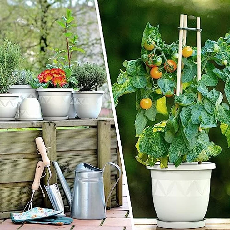 Plastard Pflanzkübel 3er, 5er, 10er Sets, Blumentopf mit passenden Untersetzer 15 - 40 cm (5 St, Blumenkübel ist Witterungs-, frost- und UV-beständig) – Bild 7