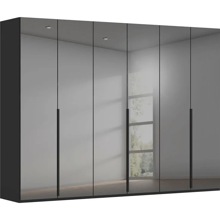 rauch Kleiderschrank Drehtürenschrank Schrank Garderobe Wäscheschrank BESTSELLER MONTCLAR (3 Ausstattungen BASIC/CLASSIC/PREMIUM (SOFT-CLOSE), Breiten 201-400 cm) Front in Glas/Hochglanz/Dekor/Grauspiegel in 5 Breiten MADE IN GERMANY