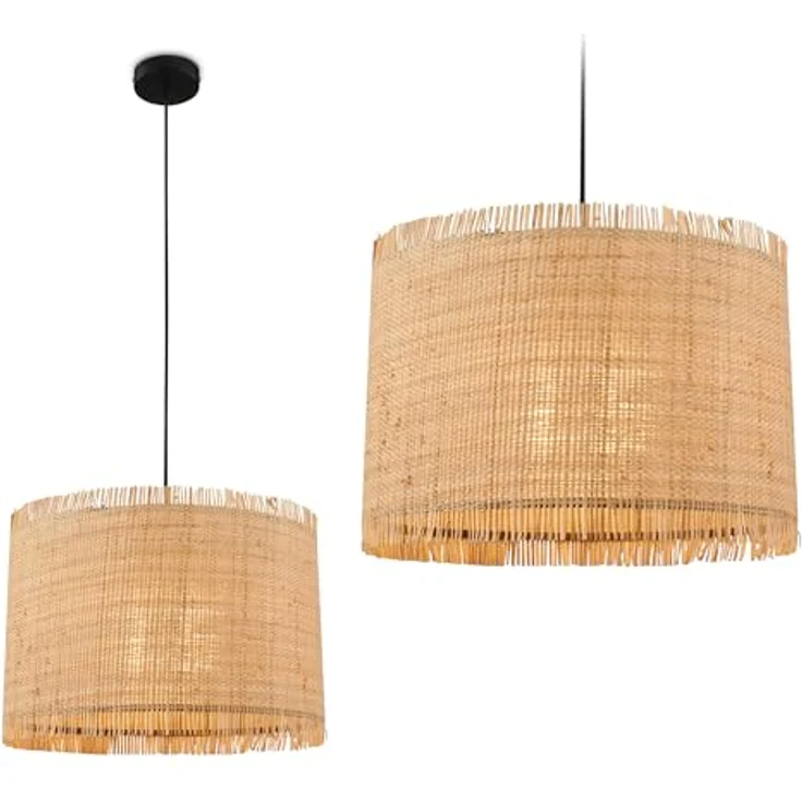 BrILONER Pendelleuchte Swing Nature, 1-flammig mit Strohschirm und E27 Fassung, Naturfarben – Bild 1