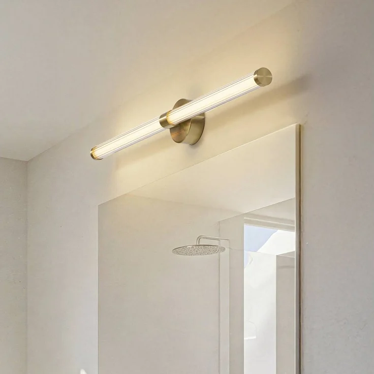 Lucande Wandleuchte Melisa, LED, Glas Gold / Messing Farbwechsel warmweiß / tageslicht IP44, Farbwechsel warmweiß / tageslicht – Bild 2