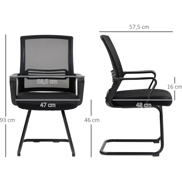 MELAYR, Ergonomischer Stuhl, Netzstoff, Schaumstoff, Metallbeine, Kufenbasis, Schwarz, 58.5 x 57.5 x 93 cm – Bild 5