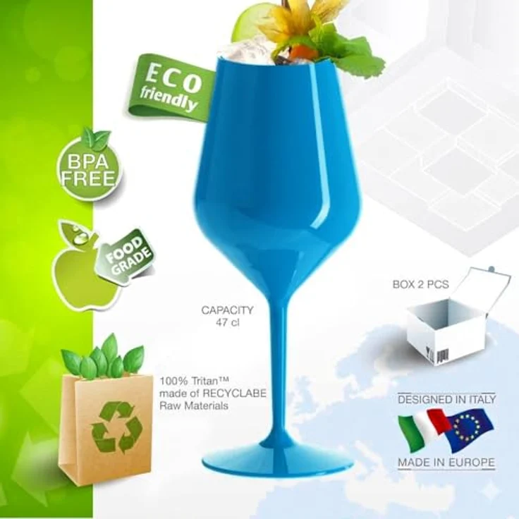 Doimoflair Weinglas DoimoFlair Weingläser aus Kunststoff bruchsicher Plastik – Bild 3