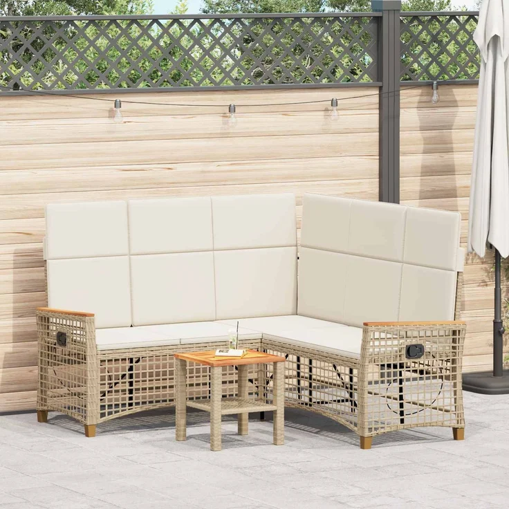 vidaXL Garten Liegesofa Set Beige und Cremeweiß 164 x 164 x 112 cm 42026826 – Bild 1