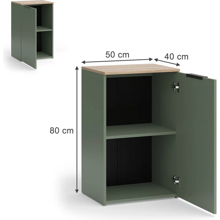 Kommode Wido Grün 50 x 80 cm mit Regal Vicco – Bild 2