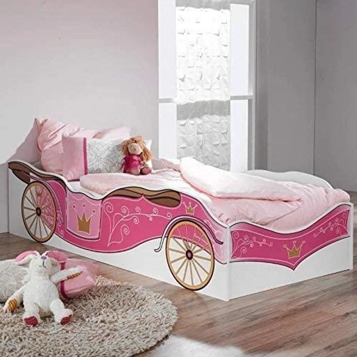 Rauch Möbel Kate Kinderzimmer Mädchenzimmer, Weiß / Motiv Prinzessin, Rosa, Gold, Set bestehend aus Kleiderschrank, Bett, Schreibtisch- und Bettschrank, Gesamtmaße BxHxT 326 x 199 x 238 cm – Bild 3