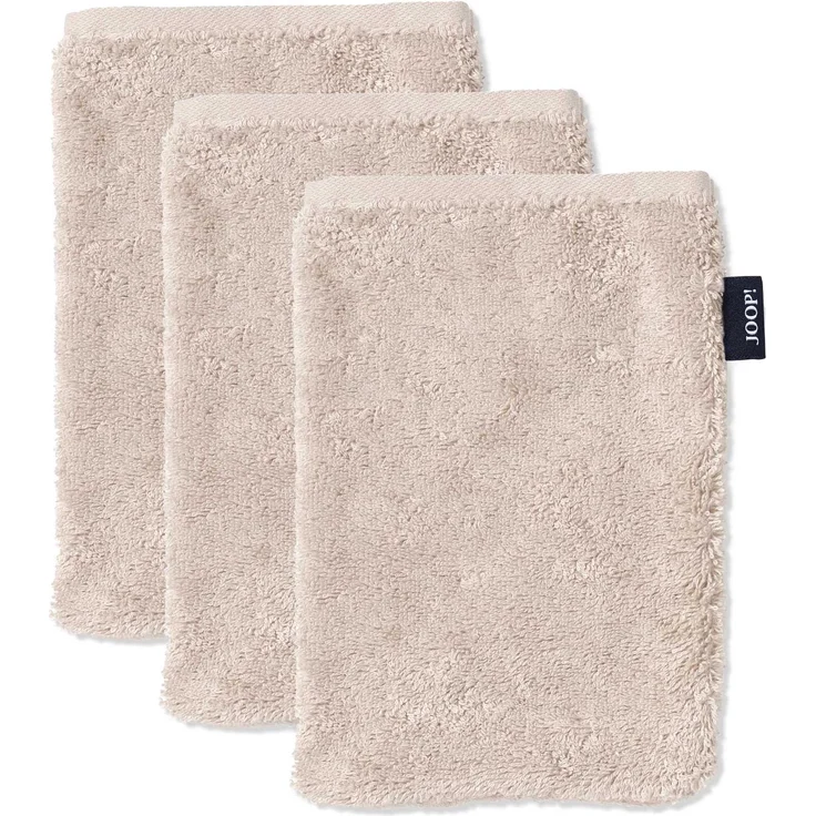 JOOP! Waschlappen, 3er Pack - Waschhandschuh, Doubleface, Walkfrottier Creme 16x22cm – Bild 1