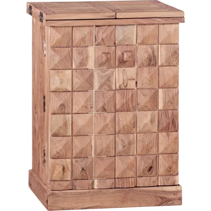 Hausbar HARLEM Massivholz Weinbar ausklappbar Vitrine Akazie