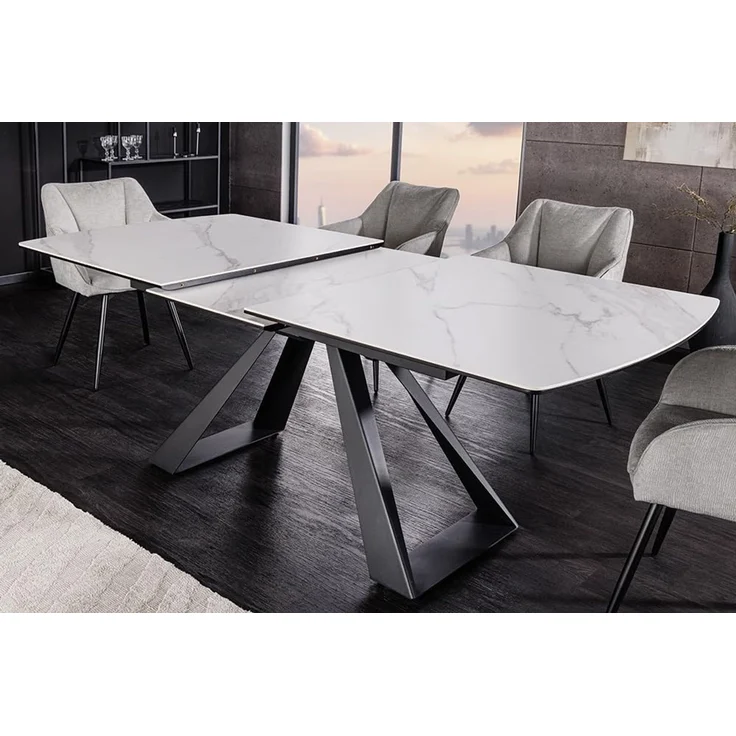 riess-ambiente Esstisch CONCORD 180–230cm weiß Keramik – ausziehbar, schwarzes Gestell (Einzelartikel, 1-St), verlängerbarer Tisch, modernes Design, Platz für bis zu 10 Personen – Bild 6